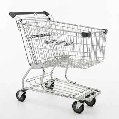 4 wheels supermarket shopping trolley offering loading capacity 130kgs and load capacity 200 to 250kgs choice for supermarket operations