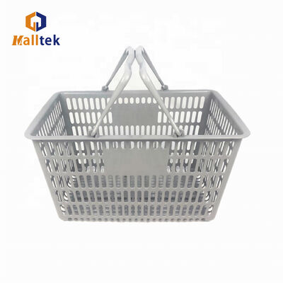 Portable Double Handle Plastic Supermarket Shopping Basket with 30L Load Capacity Ideal for Retail Stores and Multipurpose