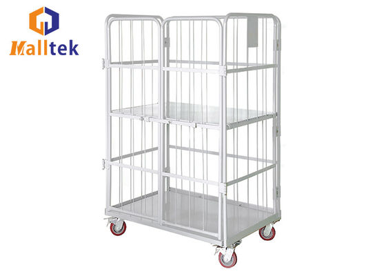 Heavy Duty 4 Sides Storage 300kg Roll Trolley With Shelves