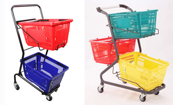 Steel New Supermarket Shopping Cart With  Grocery Load Of 100kg