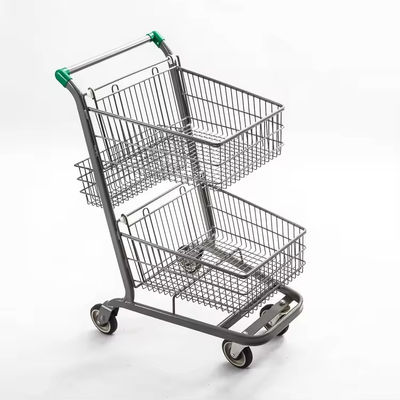 Hot Sale Double Basket Shopping Cart Two layer Storage Supermarket  Trolley