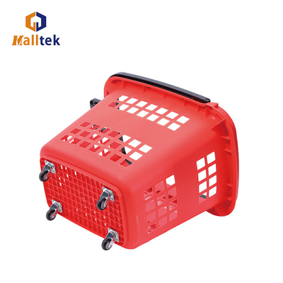 Popular Handle Rolling Shopping Baskets With PU Wheels For Supermarket