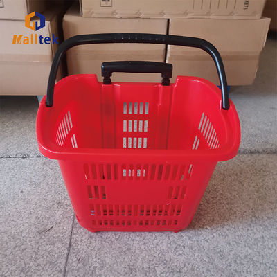 Convenience Store Plastic Rolling Basket With Two Wheels And Design Telescopic Handle In Aluminium