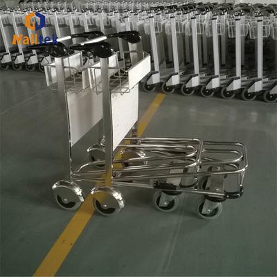 Stainless Steel Airport Trolley Load 250KG 2 Tier 4 Wheels With Brakes