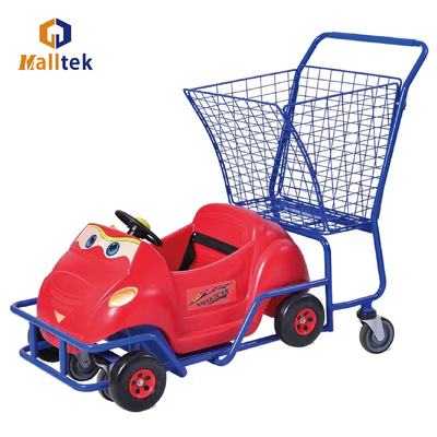 Cute Plastic Children Supermarket Shopping Trolley With Basket