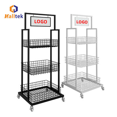 Customized Supermarket Promotion Mesh Cage With Wheels
