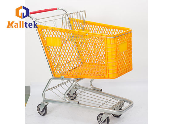 Unfolding Plastic Supermarket Trolley With 4 PU Wheels