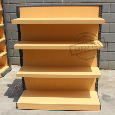 Supermarket Steel Wood Supermarket Shelf Customization 1 Or 2 Sided